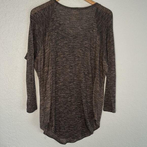 NEW Vocal Brown Thermal Long Sleeve Silver Studded Top Oversized Western Fall - Picture 5 of 7